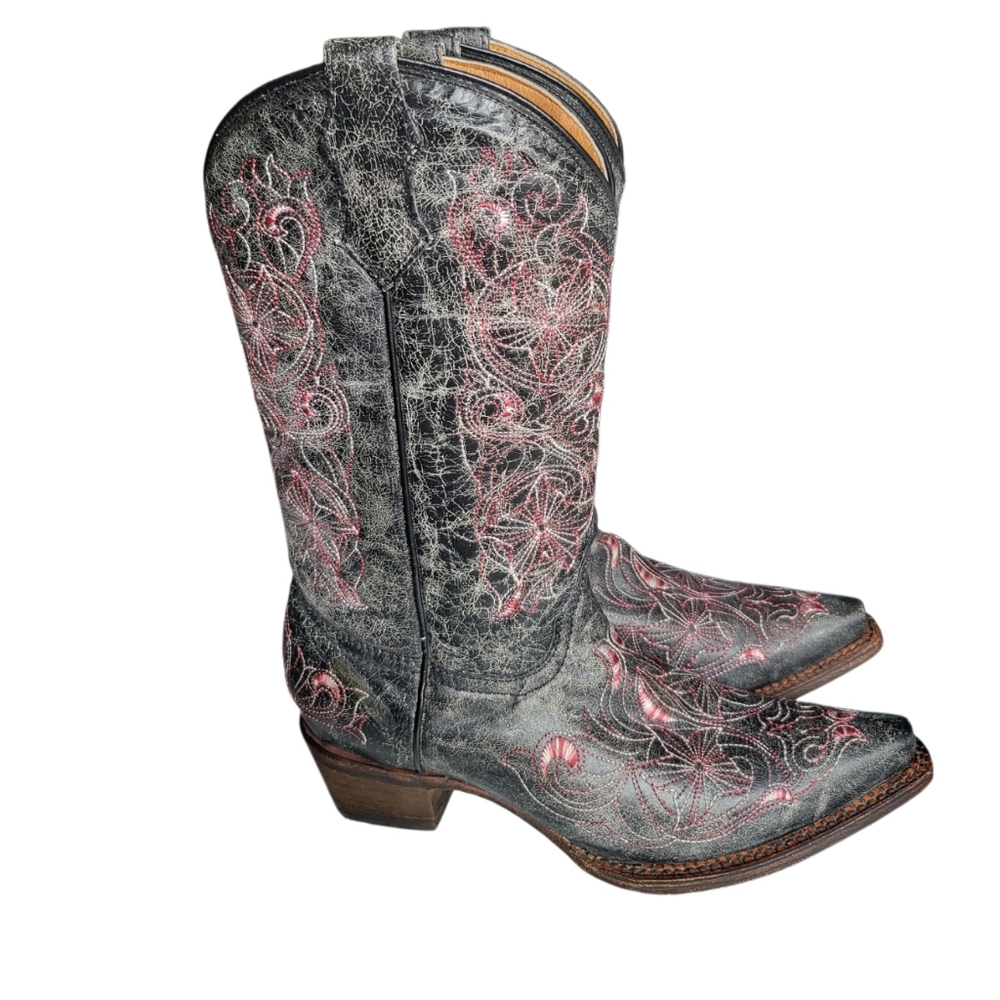 NWOT Corral Distressed Black Leather Boots. Size 5T